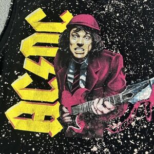 AC/DC Shirt Mens Medium Black Bleach Splatter Sleeveless Graphic Band Tee